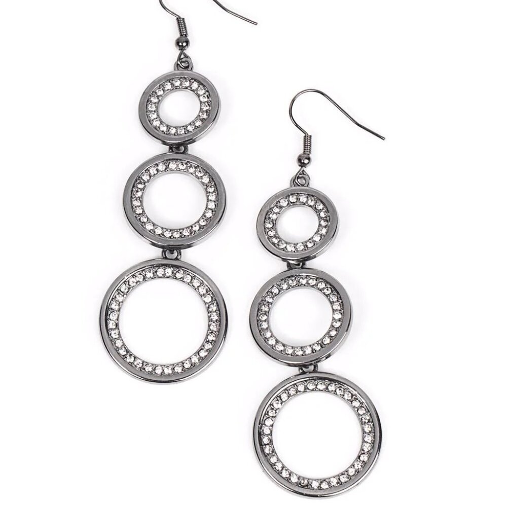 Paparazzi Shimmering in Circles Black Earrings